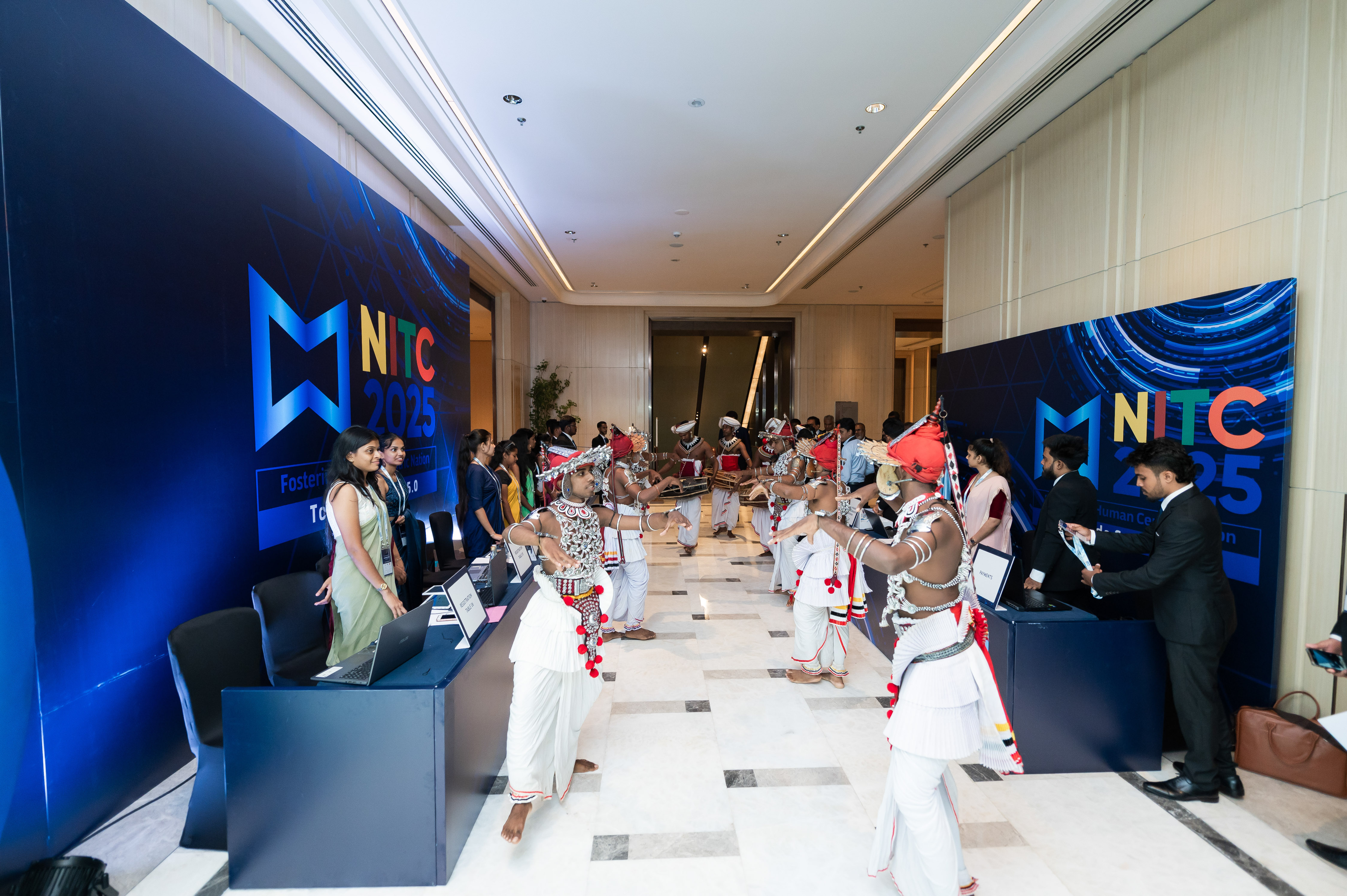 Traditional dancers welcoming guests at the entrance
